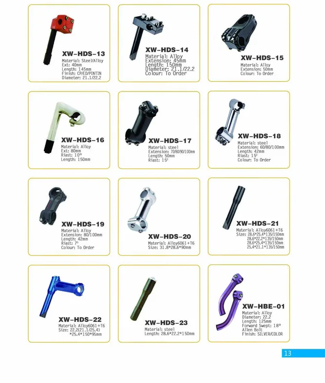 Bicycle Stems and Bar Ends — XINWANG CYCLE spare parts catalogue page 13