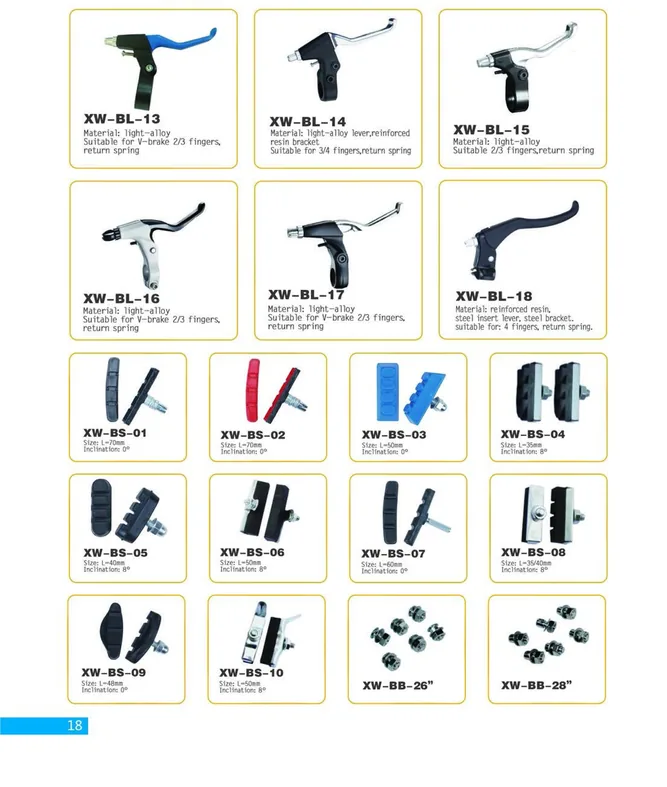 Brake Levers and Brake Shoes — XINWANG CYCLE spare parts catalogue page 18