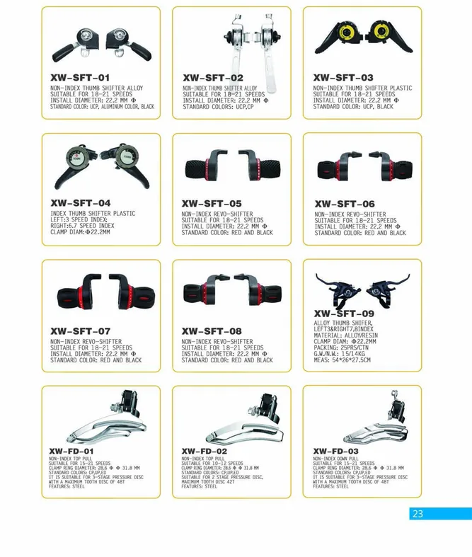 Bicycle Shifters and Front Derailleurs — XINWANG CYCLE spare parts catalogue page 23