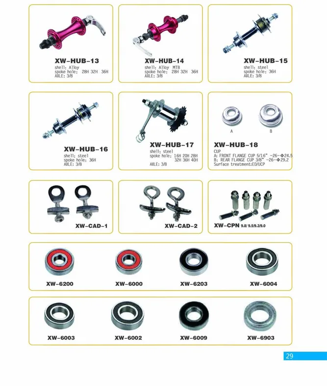 Bicycle Hubs and Bearings — XINWANG CYCLE spare parts catalogue page 29