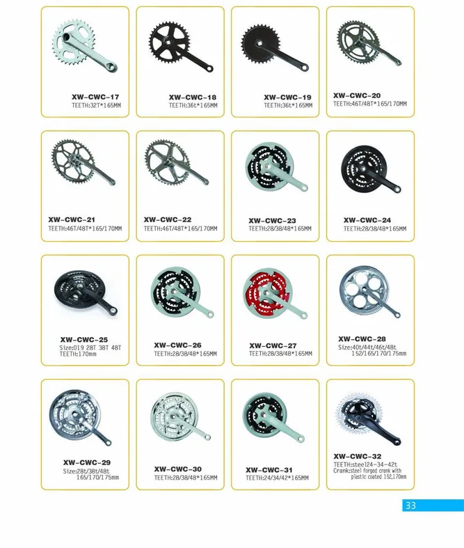 Bicycle Cranksets and Chainwheels — XINWANG CYCLE spare parts catalogue page 33