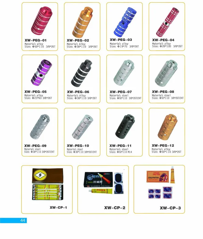 BMX Pegs and Tire Patch Kits — XINWANG CYCLE spare parts catalogue page 44