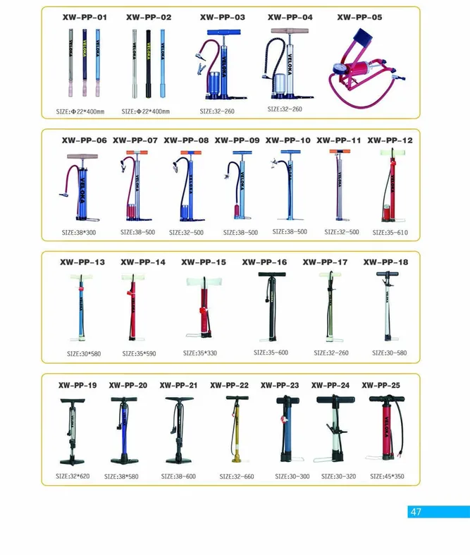 Bicycle Floor and Hand Pumps — XINWANG CYCLE spare parts catalogue page 47