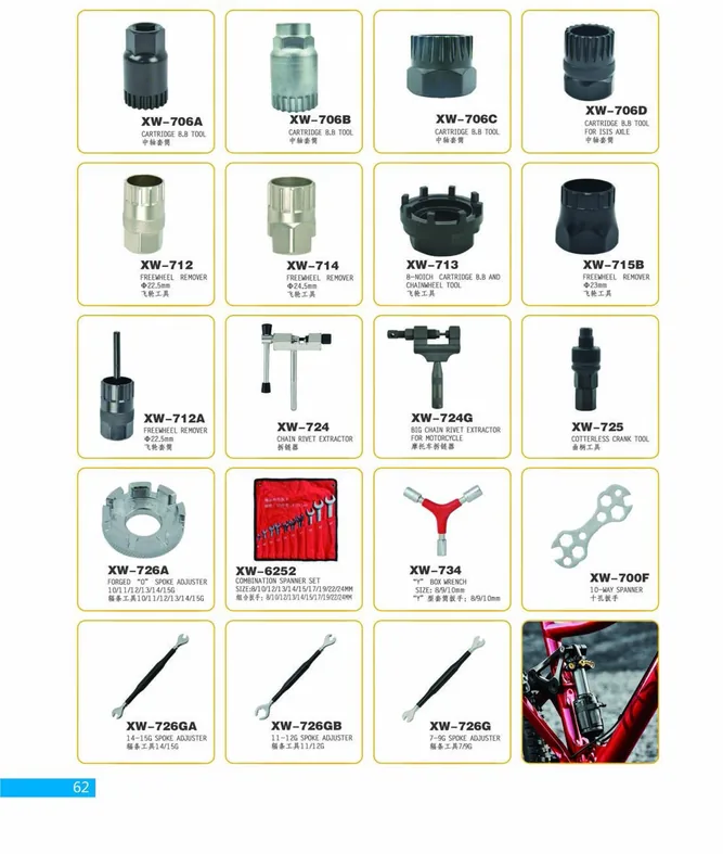 Bottom Bracket, Freewheel and Chain Tools — XINWANG CYCLE spare parts catalogue page 62